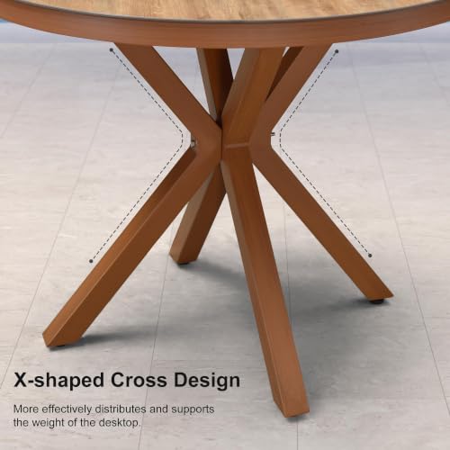 PURPLE LEAF Round Outdoor Dining Set 5 Pieces with Cushion, Deep Teak
