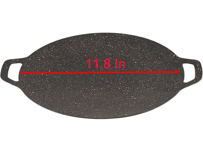 Thin Korean Grill Pan, 11 Inch Iron with Non-stick Coating Baking Tray on Heating Stove for Home, Party Travel and Outdoor (11.8 inch)