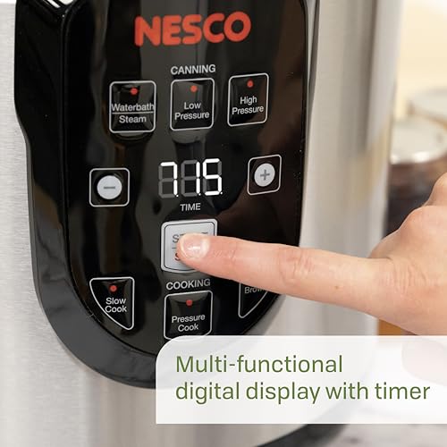NESCO NPC‑9 Smart Electric Pressure Canner and Cooker for Home Food Preservation, 9.5‑Quart Stainless Steel with Digital Controls