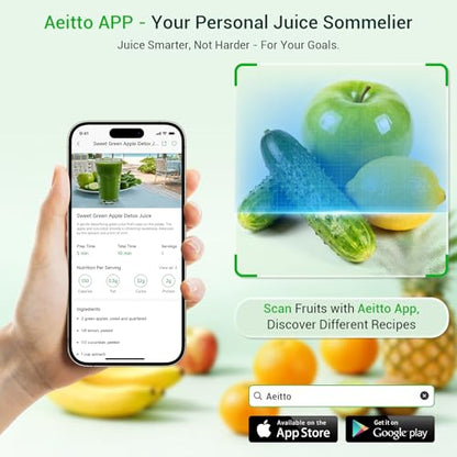 Aeitto Juicer Machines - 5.3" Large Mouth Feed Chute For Fruits & Vegetable & Leafy Greens Juice Press - Cold Press Juicer Machines With Self Feeding & Hands-Free - Juicer Easy to Clean & Assemble