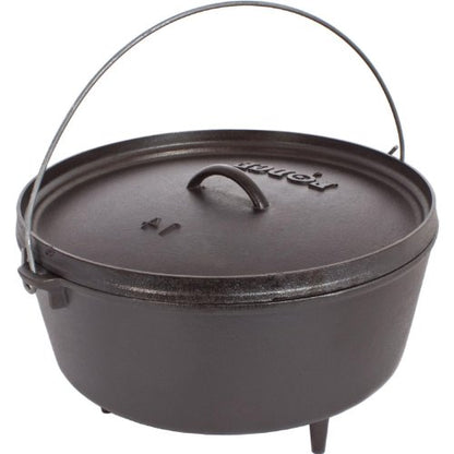 Lodge 10 Quart Pre-Seasoned Cast Iron Camp Dutch Oven with Lid - Dual Handles - Use in the Oven, on the Stove, on the Grill or over the Campfire - Black