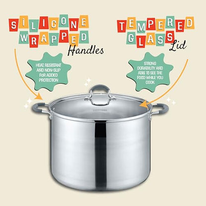 CONCORD 20 Quart Stainless Steel Canning Pot Set. Includes Canning Rack, Tongs, Jar Lifter, Funnel, Wrench, Lid Lifter, Mixer/Measurer (Induction Compatible)
