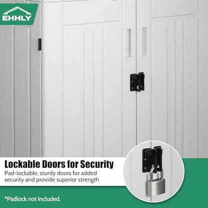 EHHLY Heavy Duty Tall Storage Cabinet Outdoor Weatherproof, 28 Cuft Garage Storage Cabinet with 4 Adjustable Shelves, Lockable Kitchen Pantry Closer Organizer, 31Wx23Lx66H, Polar White