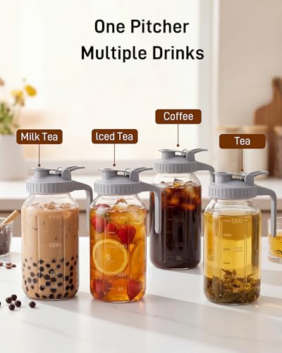 OneDream Cold Brew Coffee Maker - 2 Quart 64oz Stainless Steel Filter Cold Brew Pitcher Jar, No Leaks Cold Brew Mason Jar Coffee Maker, Easy to Clean Cold Coffee Maker