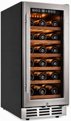Icyglee 15" Wine Cooler Refrigerator,30 Bottle Dual Zone Wine Fridge,Silver