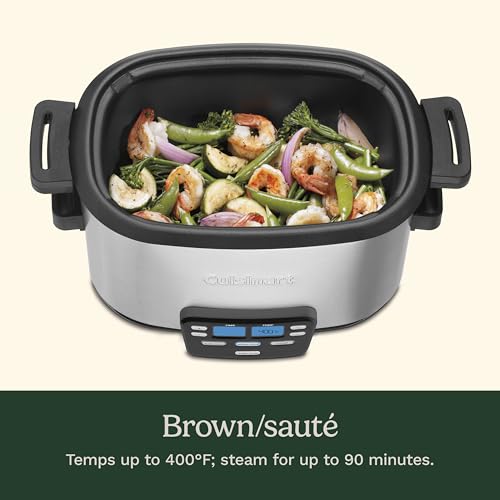 Cuisinart 3-In-1 Cook Central 6-Quart Multi-Cooker: Slow Cooker, Brown/Saute, Steamer, MSC-600 NAS, Silver