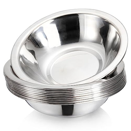 Okllen 10 Pack Small Stainless Steel Bowls, 6 1/2 Inch Wide Kitchen Metal Bowl with Flat Base, 3/4 Quart Prep Bowls for Meal Prep, Cooking, Serving, Baking