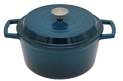 NWsystems 4.2 Quart Cast Iron Dutch Oven with Lid - Enameled Non-Stick Interior, Oven Safe to 500°F, Multi-Stovetop Compatible - Navy Blue
