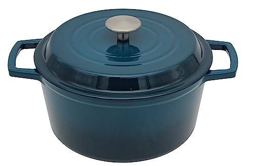NWsystems 4.2 Quart Cast Iron Dutch Oven with Lid - Enameled Non-Stick Interior, Oven Safe to 500°F, Multi-Stovetop Compatible - Navy Blue