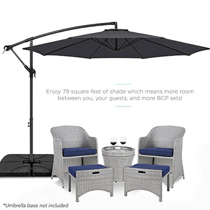 Best Choice Products 10ft Offset Hanging Market Patio Umbrella w/Easy Tilt Adjustment, Polyester Shade, 8 Ribs for Backyard, Poolside, Lawn and Garden - Gray