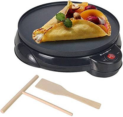 Health and Home Electric Crepe Maker - 10"Crepe Pan,Crepe Griddle, Non-stick Pancake Maker - Easy Clean & Includes Wooden Spatula, Batter Spreader