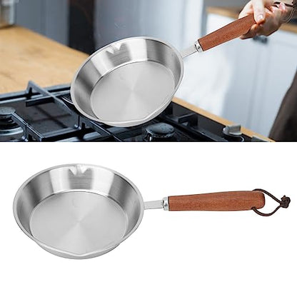 Hapivida Mini Stainless Steel Frying Pan, 6in/16cm Skillet Non Stick Egg Pan Gas Cooktops Induction Cooking Pan
