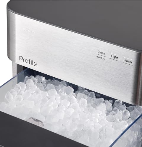 GE Profile Opal 2.0 Ultra Nugget Ice Maker with Scale Inhibiting Filter, Scoop Included, 38 lbs in 24 Hours, Pellet Ice Machine with WiFi & Smart Connected, Stainless Steel