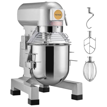 VEVOR Commercial Food Mixer 15Qt, Commercial Mixer with 3 Adjustable Speeds, 550W Dough Mixer,Commercial Stand Mixer with Stainless Steel Bowl