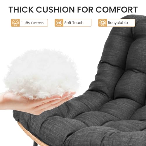 Outdoor Loveseat, Boho Rattan Patio Couch with Soft Cushion (Black)