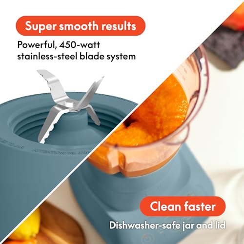 bella 10 Speed Countertop Blender, Juicer & Smoothie Maker, Fits-anywhere™ Kitchenware, Slim Flip & Store Design, Dishwasher Safe 48oz Capacity Pitcher & Lid, Stainless Steel Blade, 450 Watt, Surf