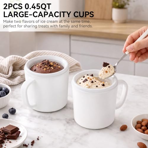 Pukomc Home Swirl Ice Cream Maker Machine with 2 Ice Cream Cup,0.9 quarts