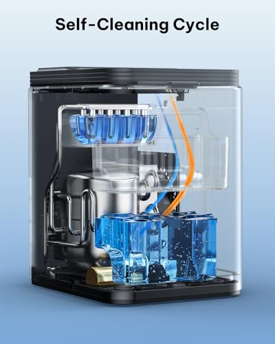 Silonn Ice Maker Countertop, 8 Cubes in 6 Mins, 26.5 lbs/24H, 2 Ice Sizes, Self-Cleaning Bullet Ice Maker, Portable Ice Machine for Kitchen, Office, Party, RV Camping