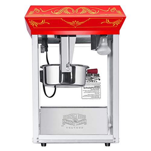 Good Time Popcorn Machine - 3-Gallon Popper with Steel Kettle, Old Maids Drawer, Warming Tray, and Scoop for Home by Great Northern Popcorn (Red)