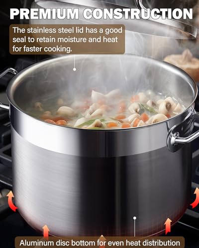 Cooks Standard 02616 Professional Grade Lid 30 Quart Stainless Steel Stockpot, Silver