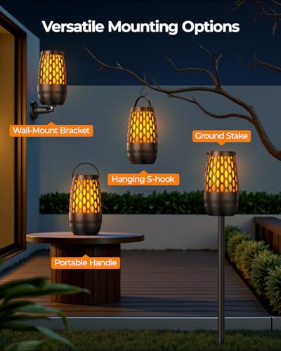 Outdoor Speakers Bluetooth Waterproof IPX6 with Flame Lights, Gadget Gifts for Men/Women, Hd Stereo Sound, BT 5.3 Multi-Sync to 100 Speakers, Portable Wireless Speaker for Patio Cafe Decor Party