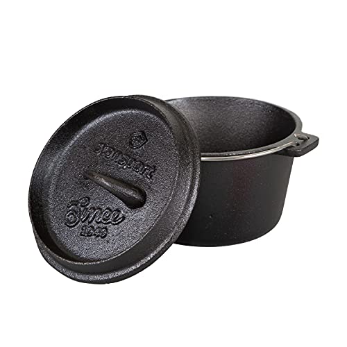 Stansport 1 QT Pre-Seasoned Cast Iron Dutch Oven Flat Bottom (16016)