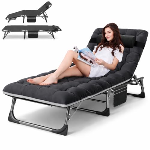 ABORON Tanning Chair, 5-Position Padded Folding Chaise Lounge