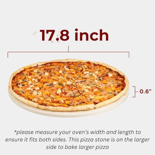 Colenza Extra Large Pizza Stone For Oven Approximately 18 Inch (17.8 Inch) - Durable Ceramic Pizza Stone, Heat Resistant up to 1,472°F, Perfect for Homemade Pizza, Bread and More