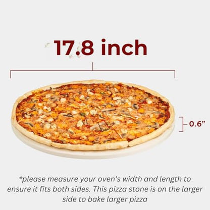 Colenza Extra Large Pizza Stone For Oven Approximately 18 Inch (17.8 Inch) - Durable Ceramic Pizza Stone, Heat Resistant up to 1,472°F, Perfect for Homemade Pizza, Bread and More