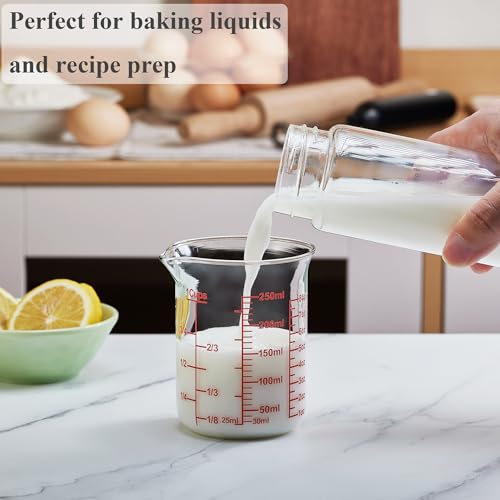 Ackers Glass Measuring Cup 1 Cup,8oz Borosilicate Liquid Measuring Cup with Spout