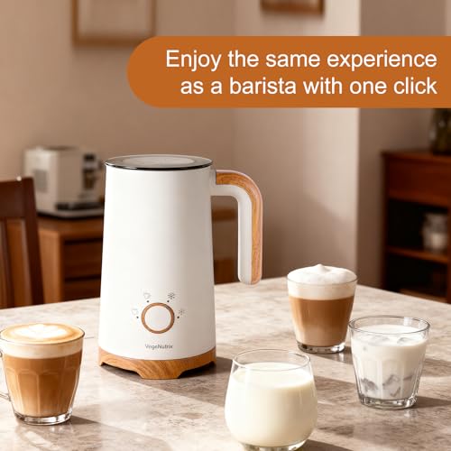 Milk Frother, Electric Milk Frother and Steamer 400W, Automatic Warm and Cold Foam Maker and Milk Warmer 4 in 1 with 2 Whisk for Latte, Cappuccino, Macchiato, Hot Chocolate Coffee