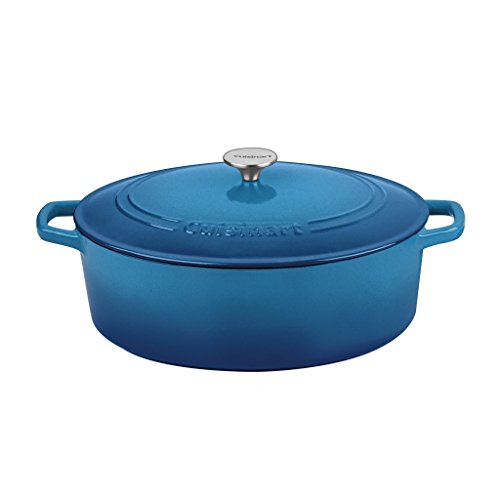 Cuisinart Chef's Classic Enameled Cast Iron Oval Covered Casserole (Gradient Blue, 7- Quart)