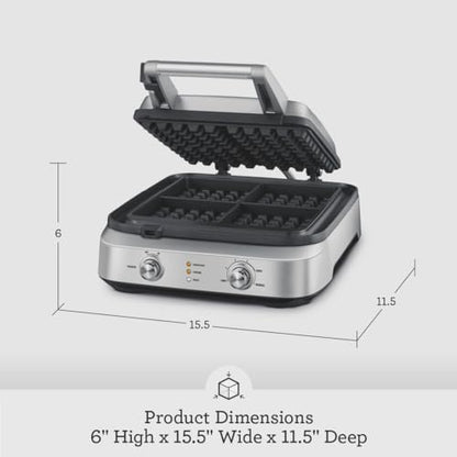 Breville BWM604BSS Smart Square Waffle Maker, 4 Slice Capacity, Brushed Stainless Steel