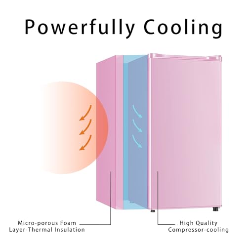Seaoola 3.1 Cu.Ft Mini Fridge with Freezer for Dorm, Single Door, Pink