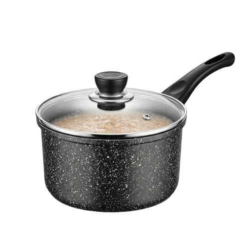 2 Quart Saucepan with Lid, Sauce Pan with Nonstick Swiss Granite Coating, Small Saucepot with Detachable Handle Multipurpose Induction Compatible