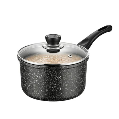 2 Quart Saucepan with Lid, Sauce Pan with Nonstick Swiss Granite Coating, Small Saucepot with Detachable Handle Multipurpose Induction Compatible
