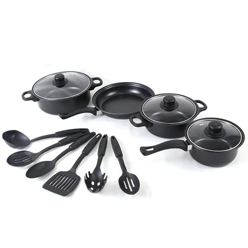 Non Stick Pots and Pans Set 13 Piece Cookware Set with Frying Pans Saucepan Lids Spoon Spatula and Accessories for Home Kitchen Cooking Non Stick Cookware for Daily Use