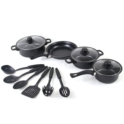 Non Stick Pots and Pans Set 13 Piece Cookware Set with Frying Pans Saucepan Lids Spoon Spatula and Accessories for Home Kitchen Cooking Non Stick Cookware for Daily Use