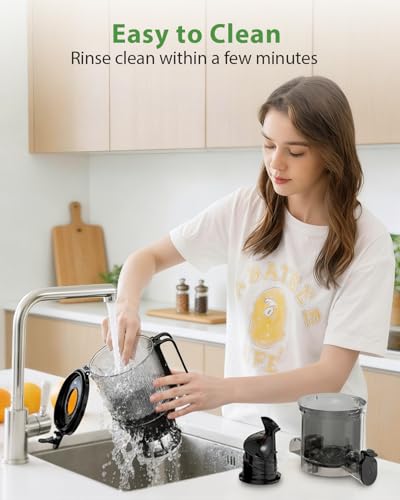 ECOSELF Cold Press Juicer - Wide Mouth Hopper for Fruits & Vegetables & Leafy Greens - Juicer Machines with Self Feeding - Hands-Free Design - Juice Extractor Machine Easy to Clean With Brush