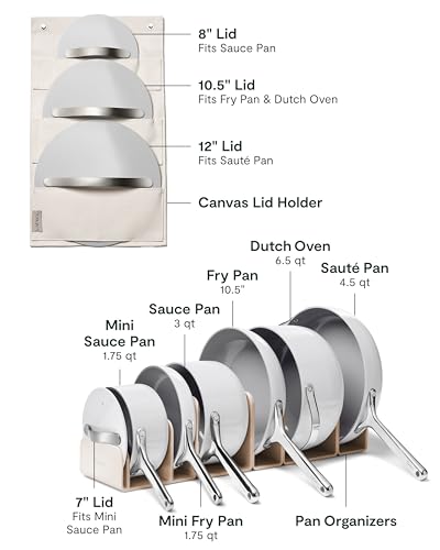 Caraway Deluxe Non-stick Ceramic Cookware Set (16 Piece) Pots, Frying Pans, Lids and Kitchen Storage - PFAS & PFOA Free - Oven Safe Pan Set & Compatible with All Stovetops - Gray