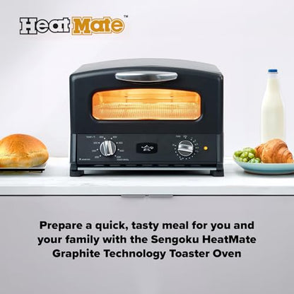 HeatMate Countertop Toaster Oven, Compact Kitchen Appliance with Graphite Heating Technology, Black
