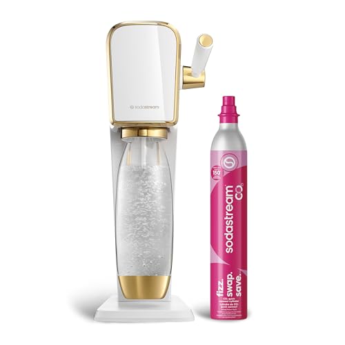 SodaStream Art Sparkling Water Maker (White/Gold) with CO2 and Carbonating Bottle