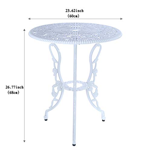 Mandolin White Rose Cast Aluminum 5 Piece Patio Dining Bistro Set