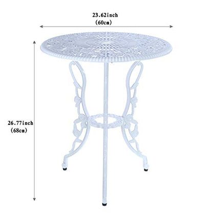 Mandolin White Rose Cast Aluminum 5 Piece Patio Dining Bistro Set