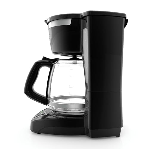 BLACK+DECKER 12-Cup Digital Coffee Maker, Programmable, Washable Basket Filter, Sneak-A-Cup, Auto Brew, Water Window, Keep Hot Plate, Black