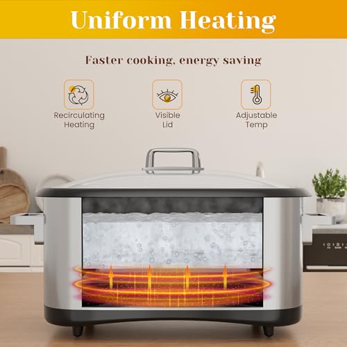 SUNVIVIPRO 12-in-1 Programmable Slow Cooker, 8 Quart Digital Multi-Cooker Food Warmer with Timer, Temp Control & Auto Shut Off, Removable Non-Stick Pot, Dishwasher-Safe Glass Lid, Stainless Steel
