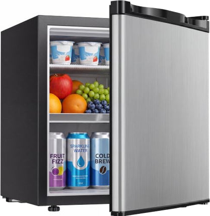 Feelfunn 1.7 Cu.Ft Mini Fridge with Freezer, Small Refrigerator, Silver