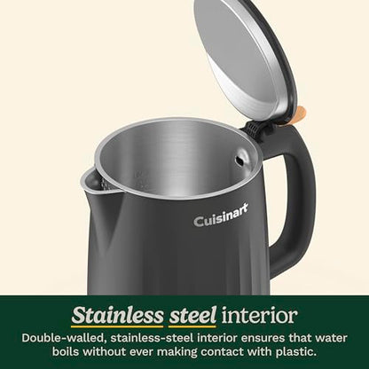 Cuisinart Soho 1-Liter Double Wall Electric Hot Water Kettle, Tea Kettle with Stainless Steel Interior, One Touch Operation to Boil Water for Tea, Hot Cocoa, or Instant Oatmeal, CK-10BK, Black