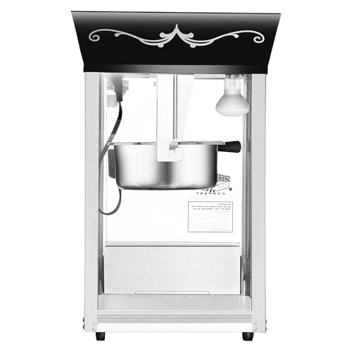Matinee Popcorn Machine - 8oz Popper with Stainless-Steel Kettle, Reject Kernel Tray, Warming Light, and Accessories by Great Northern Popcorn (Black)