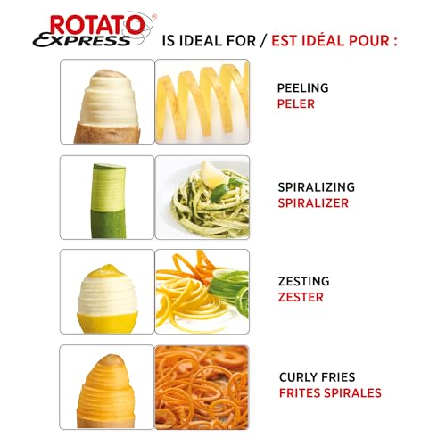 Starfrit Rotato Express Electric Peeler - 2 Spare Blades - Safe & Easy to Use - Effortlessly Peels Vegetables and Fruit